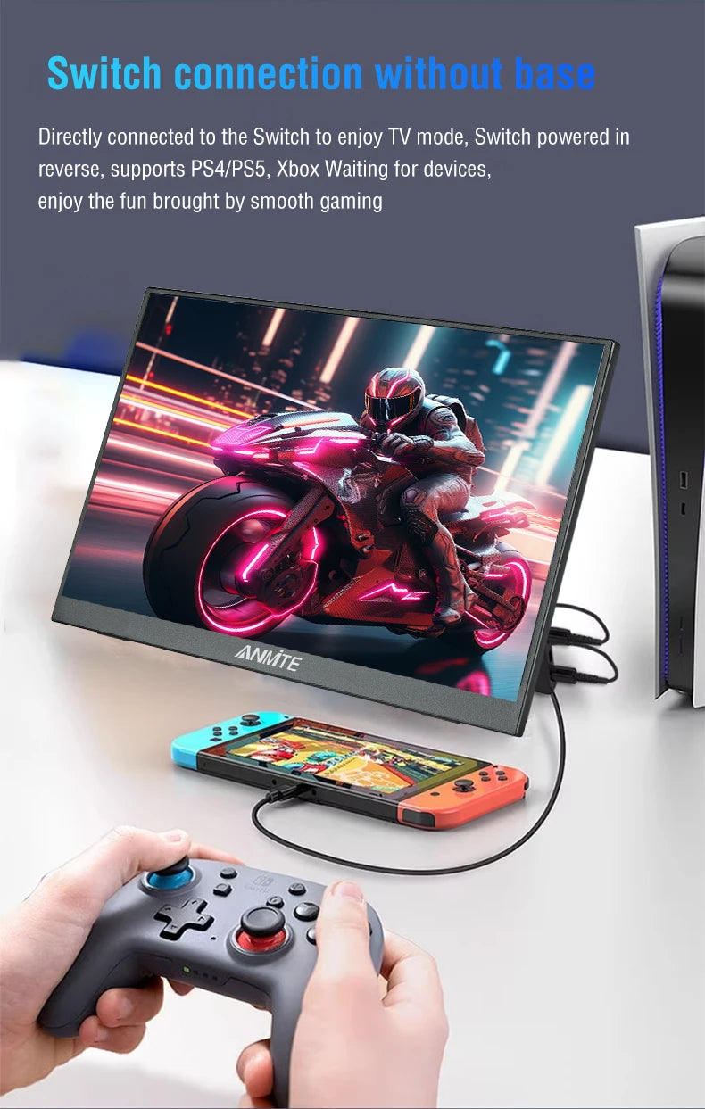 Anmite 15.6-Inch Portable Touch Monitor Non-touch optional 1080P HDR 16:9  For XBox PS4 / 5 Switch Cell Phone PC Loptop Extensio