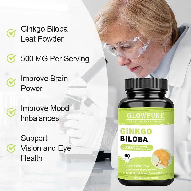 Ginkgo Biloba for Brain & Memory Support - Cognitive Function & Focus Enhancer, Mental Clarity Supplement