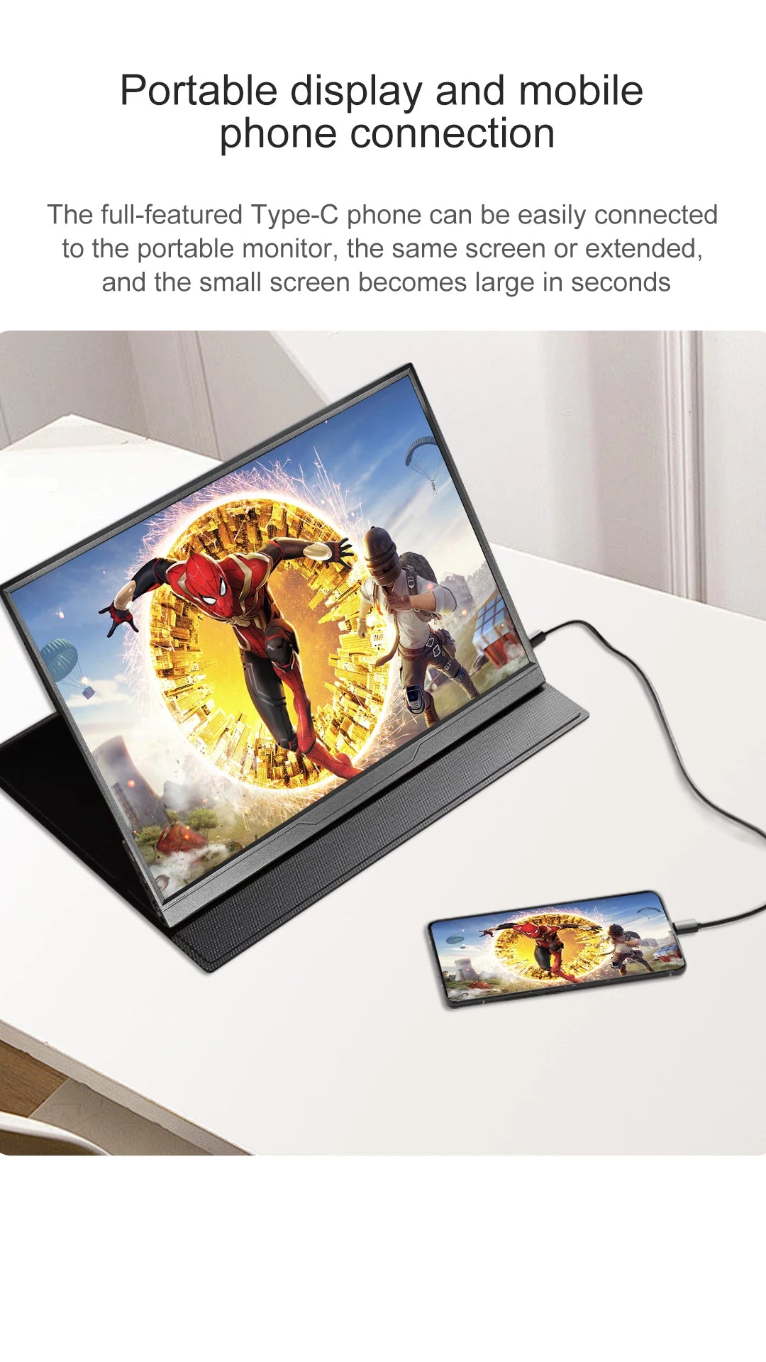 LANLIPU 14/15.6/16inch Portable Monitor IPS For Laptop XBox PS4 / 5 Switch Cell Phone Computer Extension Gaming  Travel Screen