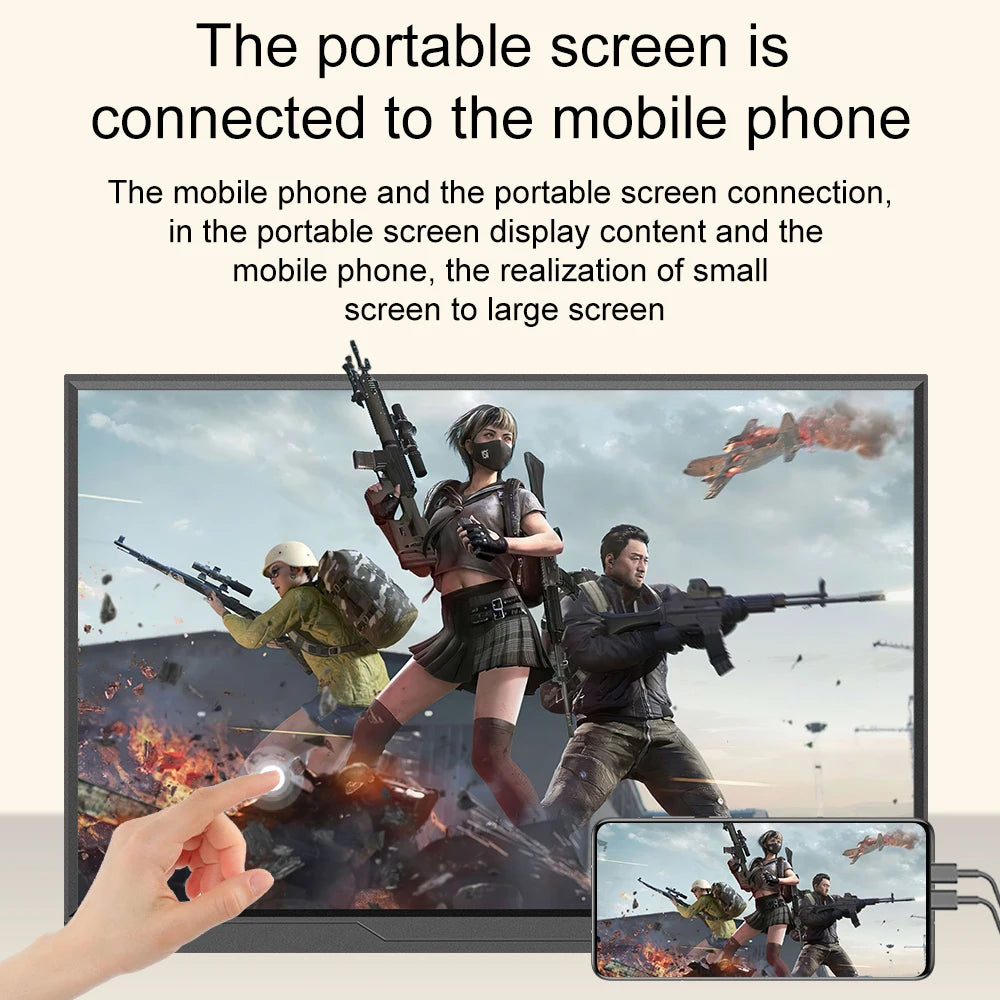 16inch Mobile Portable Monitor Touchscreen IPS Second Game Screen Extended Display for Laptop with Bracket For xbox/raspberry Pi