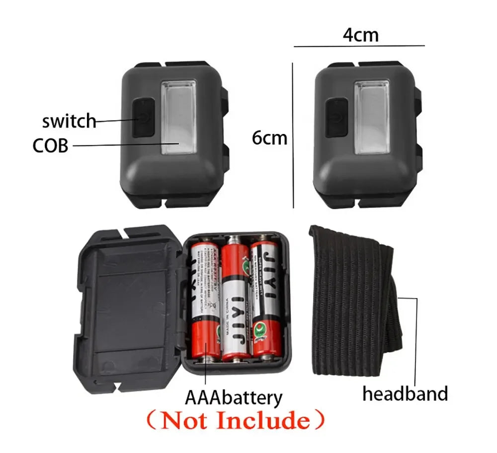 Camping Led Mini Headlights Portable Cob Headlamps Waterproof Head Front Light With 3 Switch Modes Led Lights Head Light