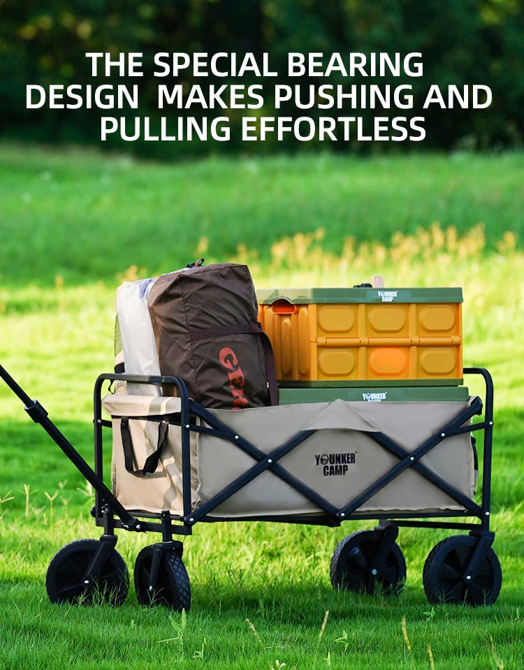 Large Capacity Collapsible Folding Utility Beach Wagon Cart Heavy Duty Fold Wagon Outdoor Trolley Portable Camping Cart