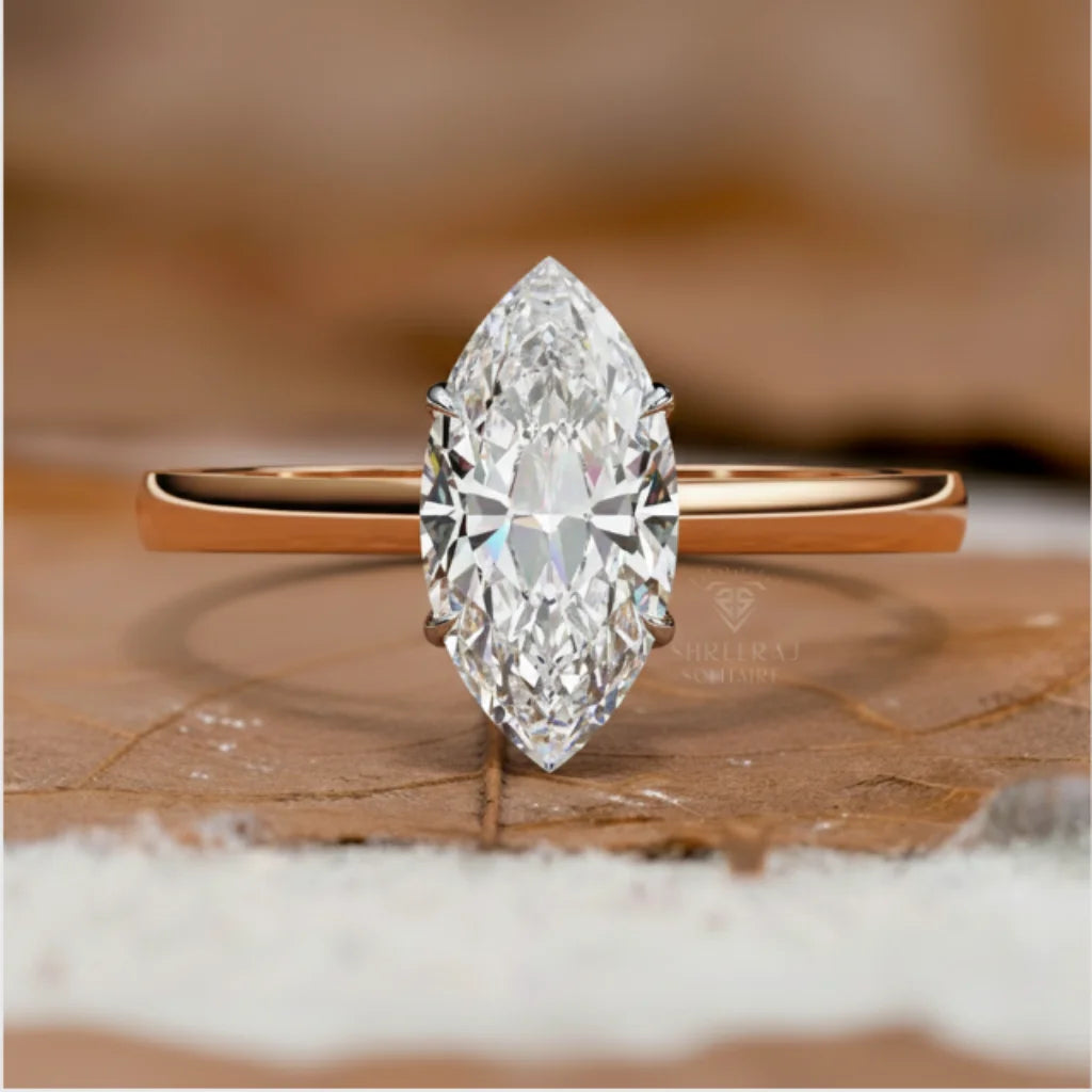 Fine Jewelry 18k Gold EF VVS Marquise Cut Lab-Grown Diamond Custom Ring Women's Engagement Ring Jewelry Manufacturer Wholesale
