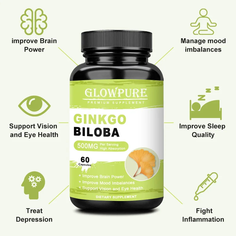 Ginkgo Biloba for Brain & Memory Support - Cognitive Function & Focus Enhancer, Mental Clarity Supplement