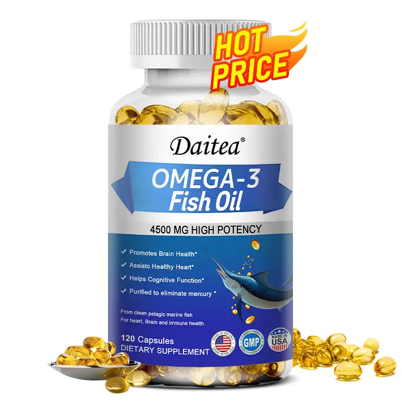Omega 3 Fish Oil-Supports Brain,Cardiovascular and Skin Health,Benefits The Nervous System,Antioxidant Effects-Easy To Swallow