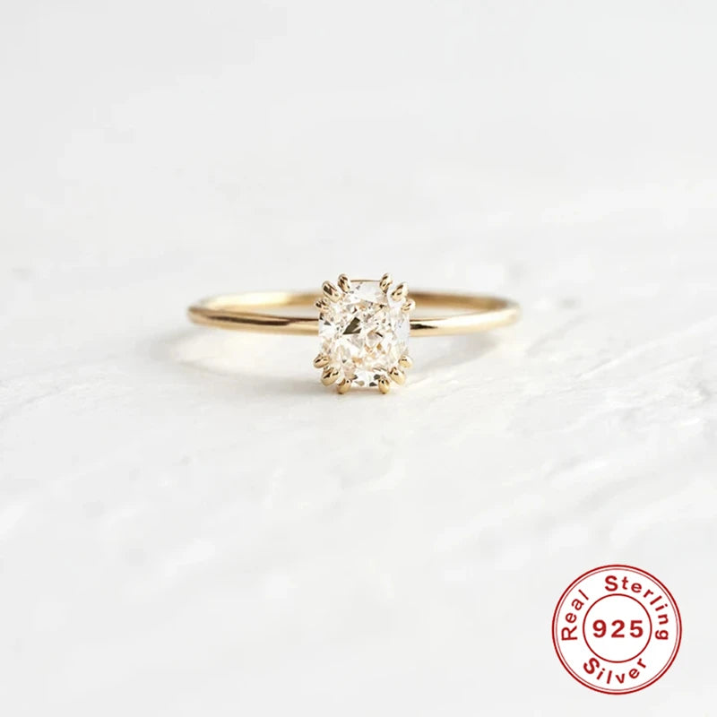 ROXI Elegant Geometry Gemstones Engagement Rings for Women Wedding Ring 925 Sterling Silver Finger Rings Bague Femme Jewelry