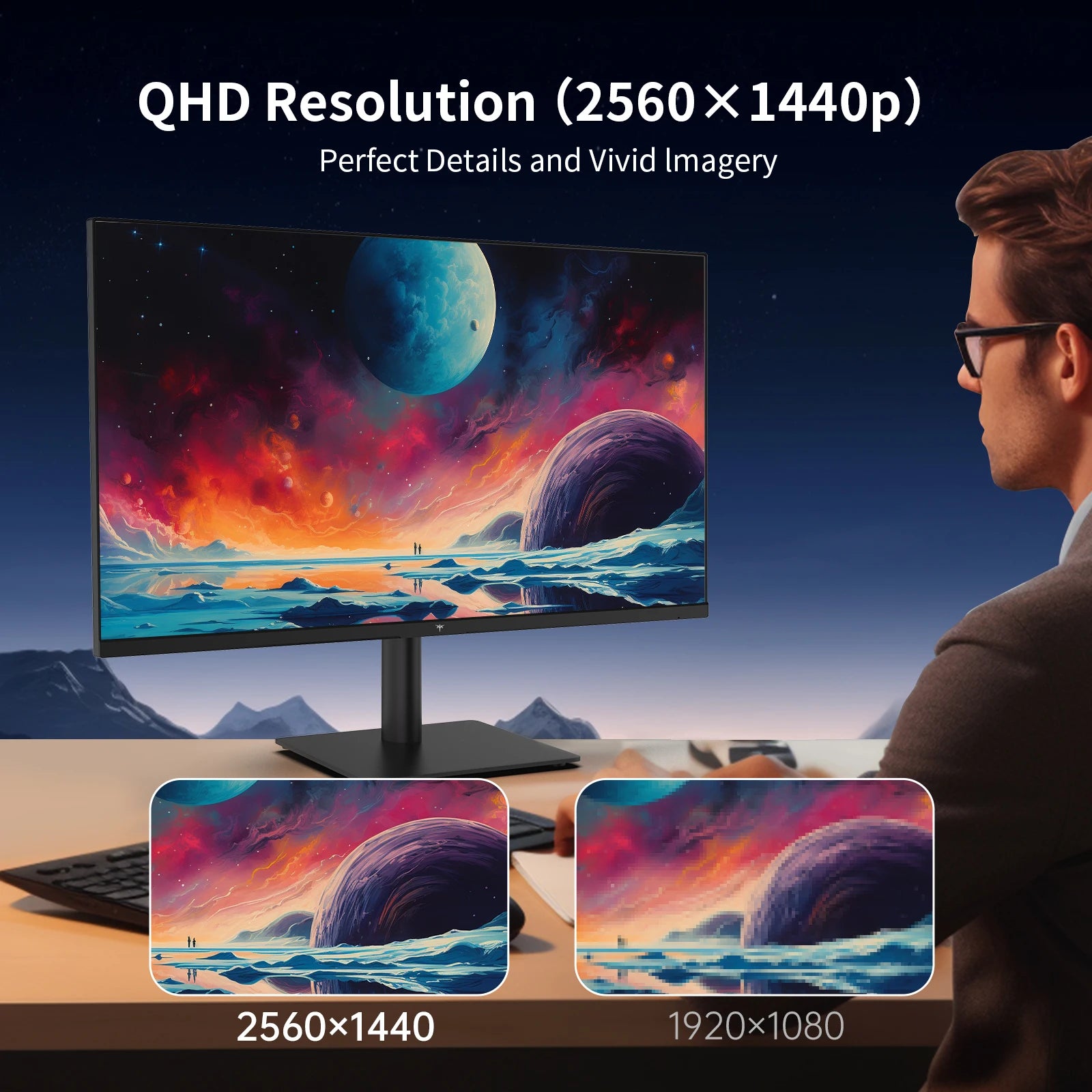 KTC 27 Inch QHD(2560 * 1440) 100Hz Computer Monitor - IPS Panel, Anti-Blue Light Screen, 100% High Color Gamut, 123% sRGB, Suppo