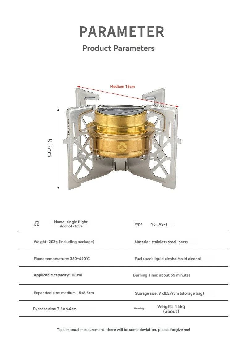 CAMPINGMOON AS-1-ST Alcohol Stove Rack Outdoor Small Picnic Equipment Brass Stove liquid Alcohol Stove Head Rack