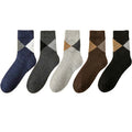 Winter Thick Warm Men's Merino Wool Socks Diamond Plaid Fashion Terry Socks High Quality Harajuku Retro Casual Socks For Men