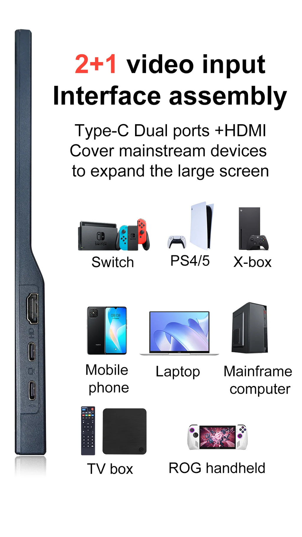 LANLIPU 14/15.6/16inch Portable Monitor IPS For Laptop XBox PS4 / 5 Switch Cell Phone Computer Extension Gaming  Travel Screen