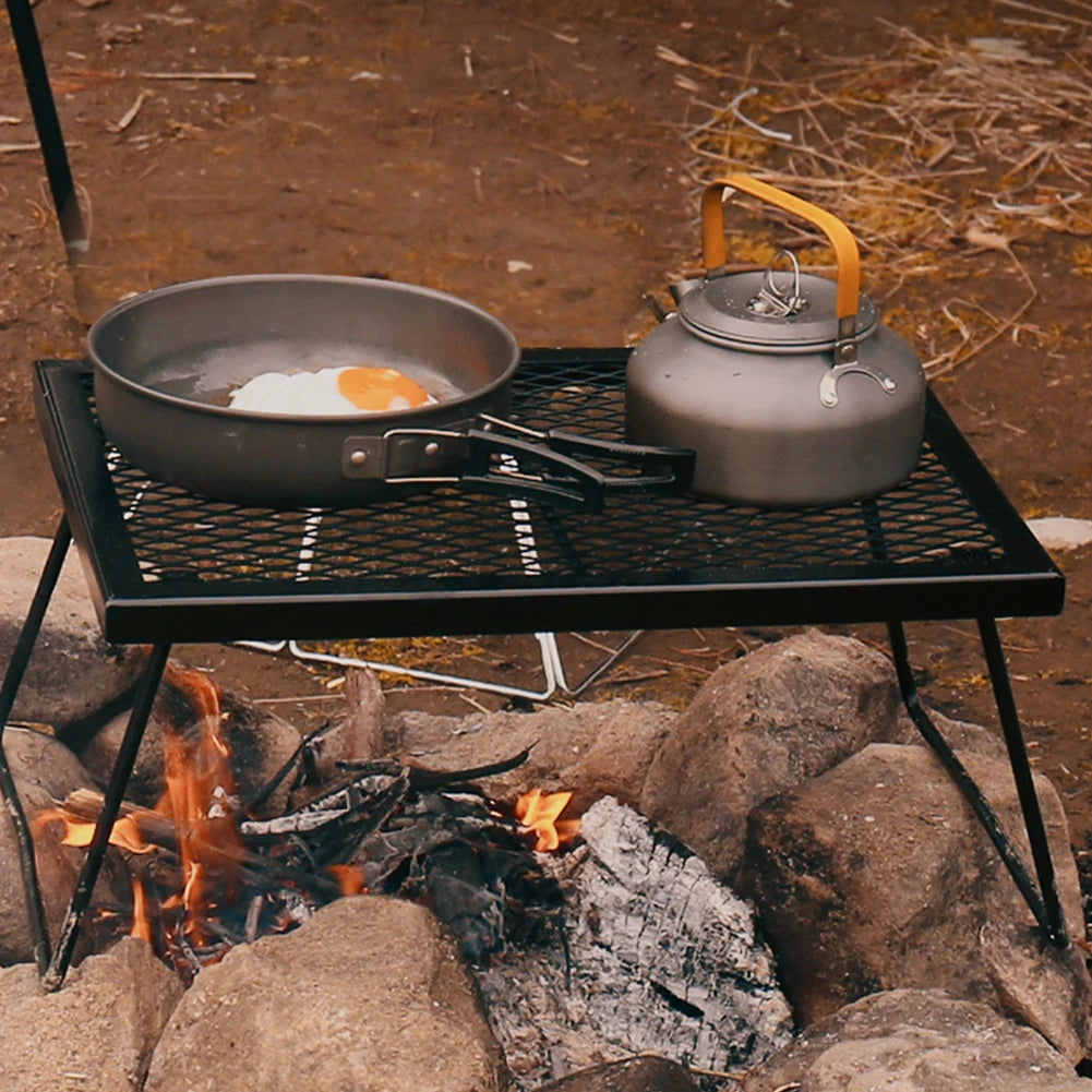 Campfire Grill Grate Folding Camp Fire Cooking Rack Foldable Over Fire Camp Grill Heavy Duty for Outdoor BBQ Camping