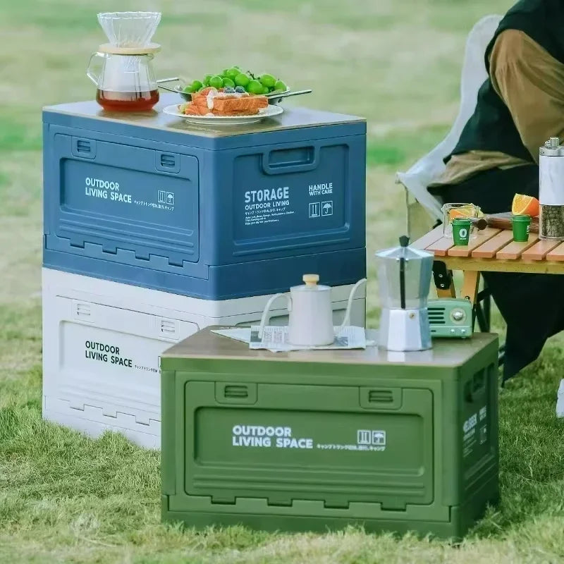 Camping Storage Box, Trunk Organizer, Camping Picnic Camping Box, Car Folding Outdoor Bench and Chopping Board