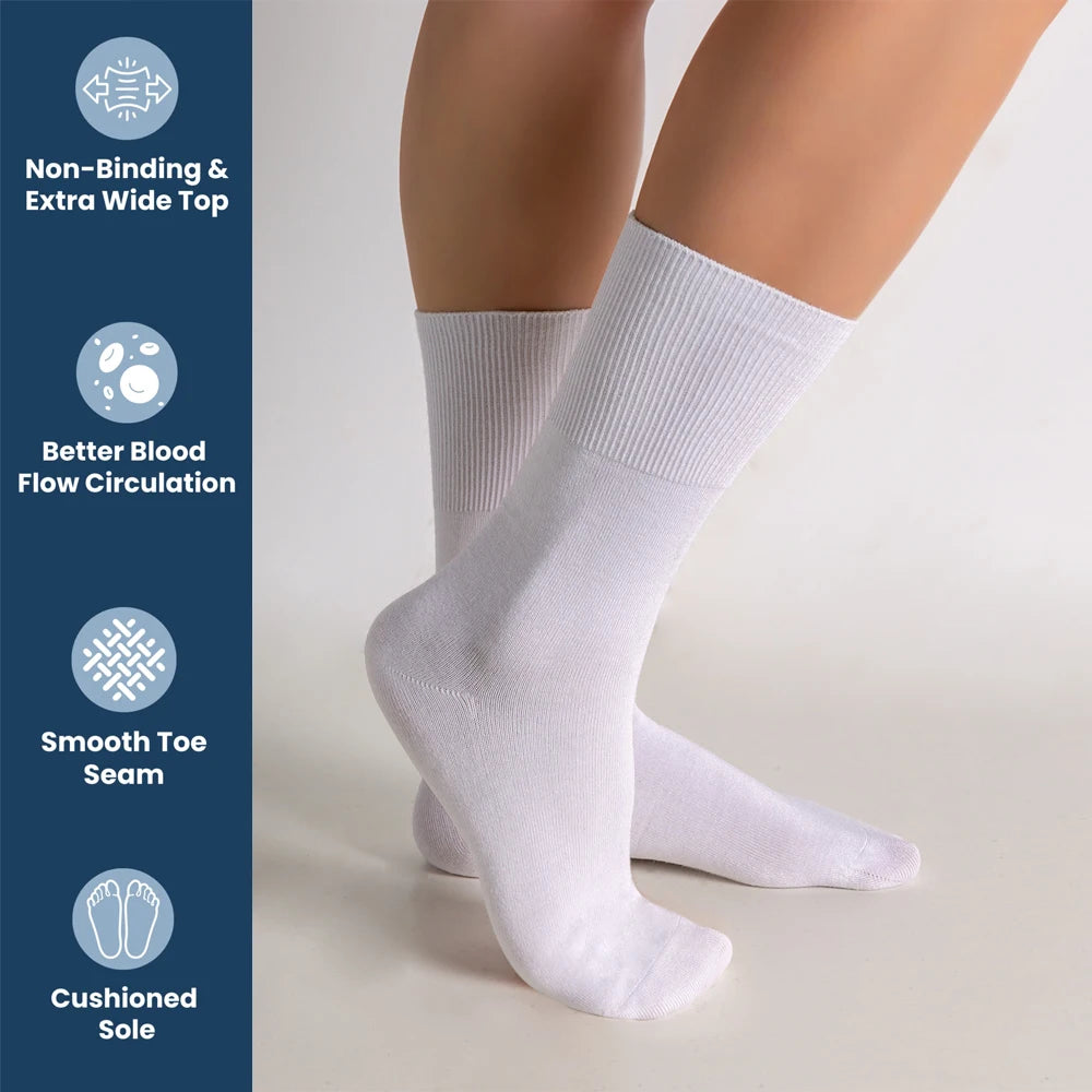 3-Pair Premium Bamboo Diabetic Socks Bundle - Ultra-Soft & Non-Binding for Men & Women - Neuropathy Socks with Seamless Toe