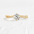 Monkton 14K Gold 925 Sterling Silver Wedding Rings for Women Classic Round Zircon Ring For Bridal Girls Party Propose Gifts