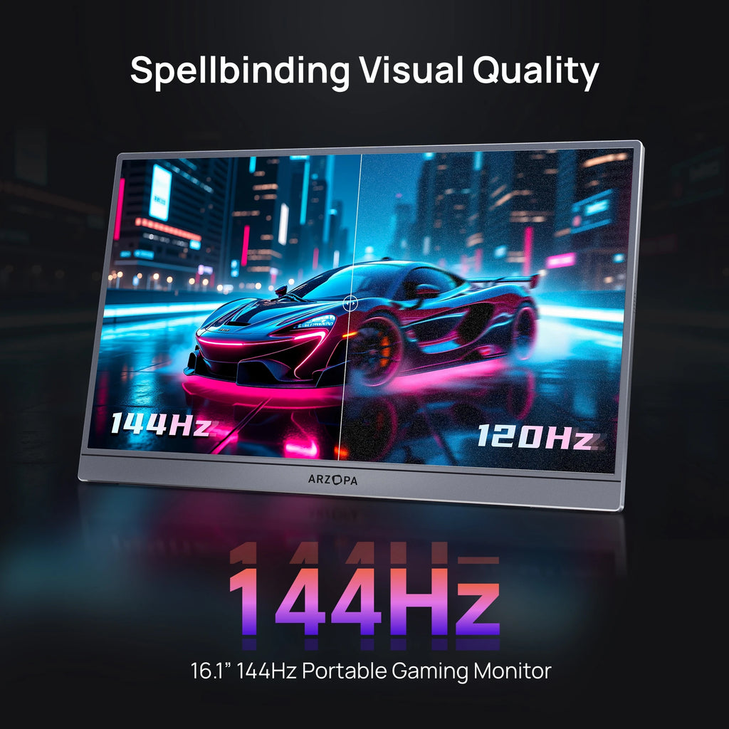 [New] ARZOPA 16.1'' 144Hz Portable Monitor,106% sRGB,1080P,with storage Bag,External Second Screen,Z1FC-Grey