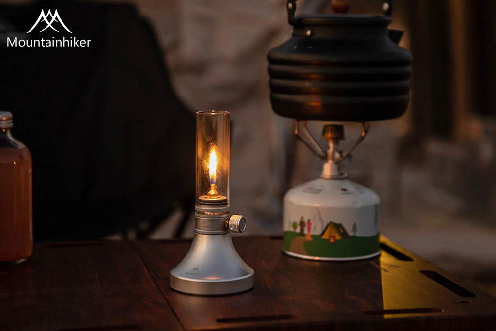 Mountain guest search banner gas lamp camping gas lamp lighting outdoor camp tent atmosphere lamp gas lamp candle lamp