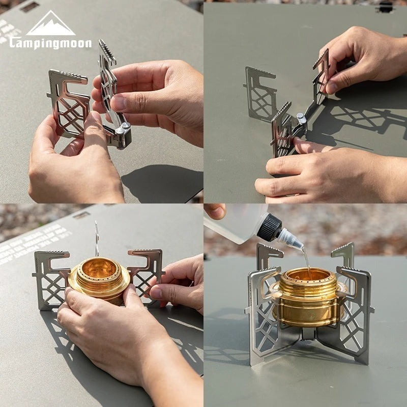 CAMPINGMOON AS-1-ST Alcohol Stove Rack Outdoor Small Picnic Equipment Brass Stove liquid Alcohol Stove Head Rack