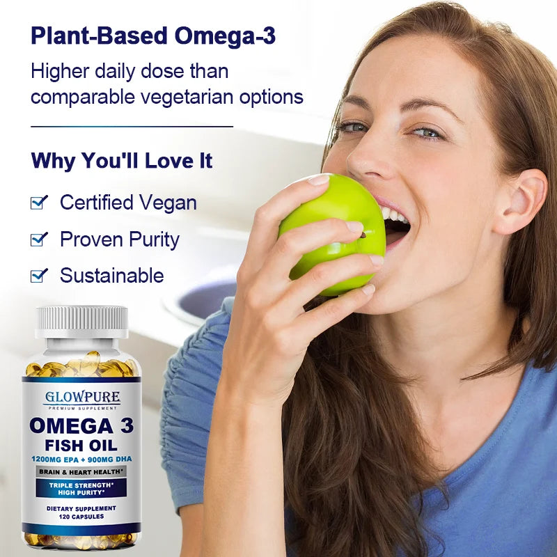 Fish Oil OMEGA-3 for Brain Cognitive Function and Memory, Anti-Inflammation, Antioxidant Joint Health - Rich In DHA And EPA