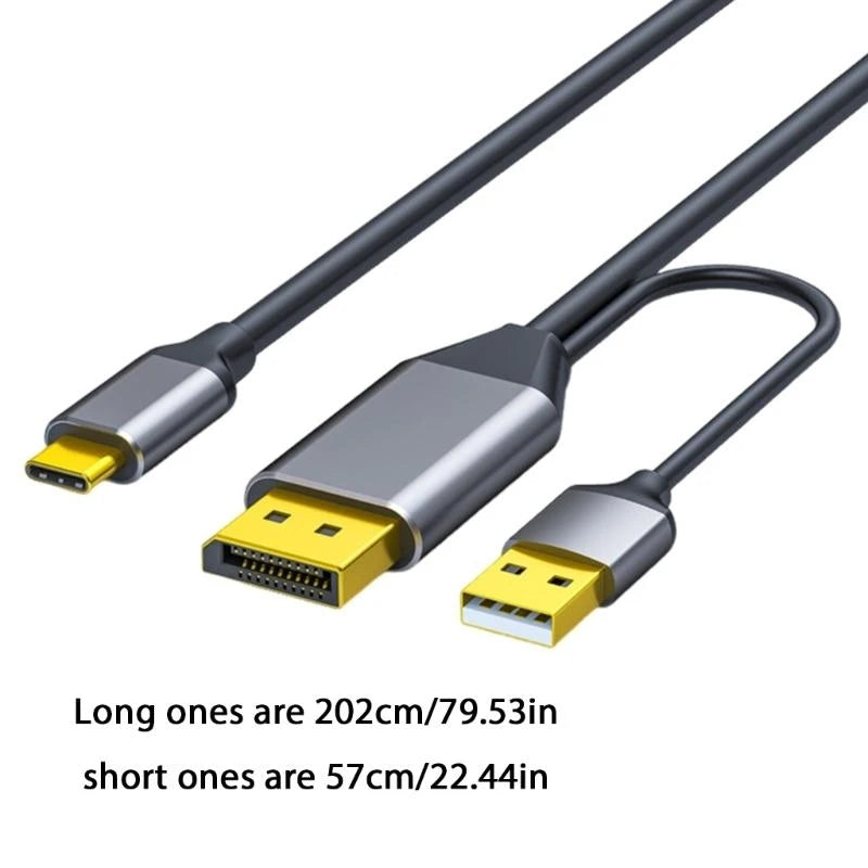 DisplayPort to USB C Cable 4K@60Hz With USB Cable Adapter DisplayPort Male to Type C Male Converters Support Touch