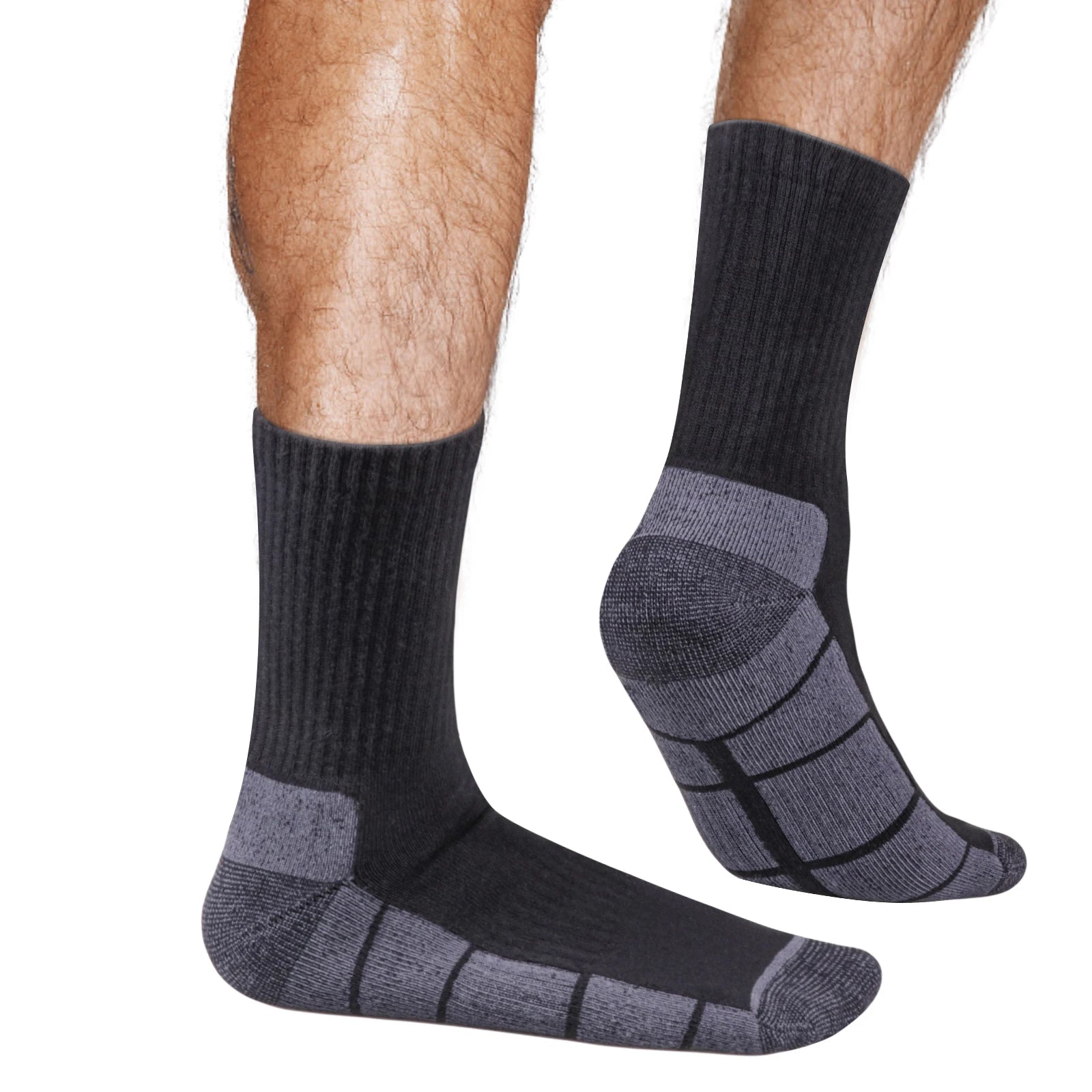 5 Pairs Men's Socks Cushioned Sports Wicking Breathable Performance Cotton Crew Socks for Training Hiking Walking Work Athletic