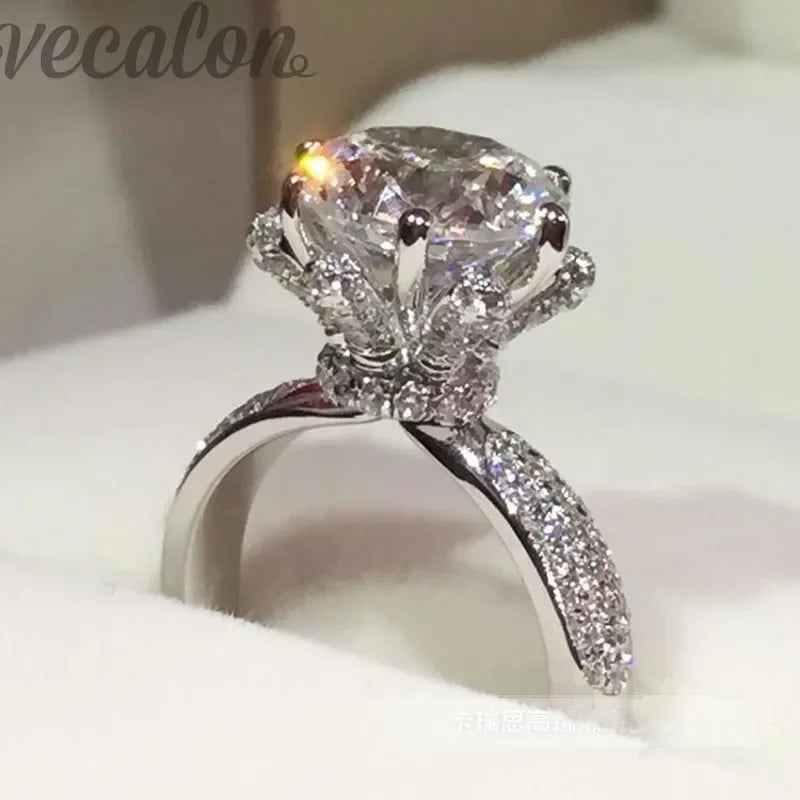 Engagement Wedding Band Rings for Women 3ct Lab Diamond Ring 925 Sterling Silver Female Finger Ring