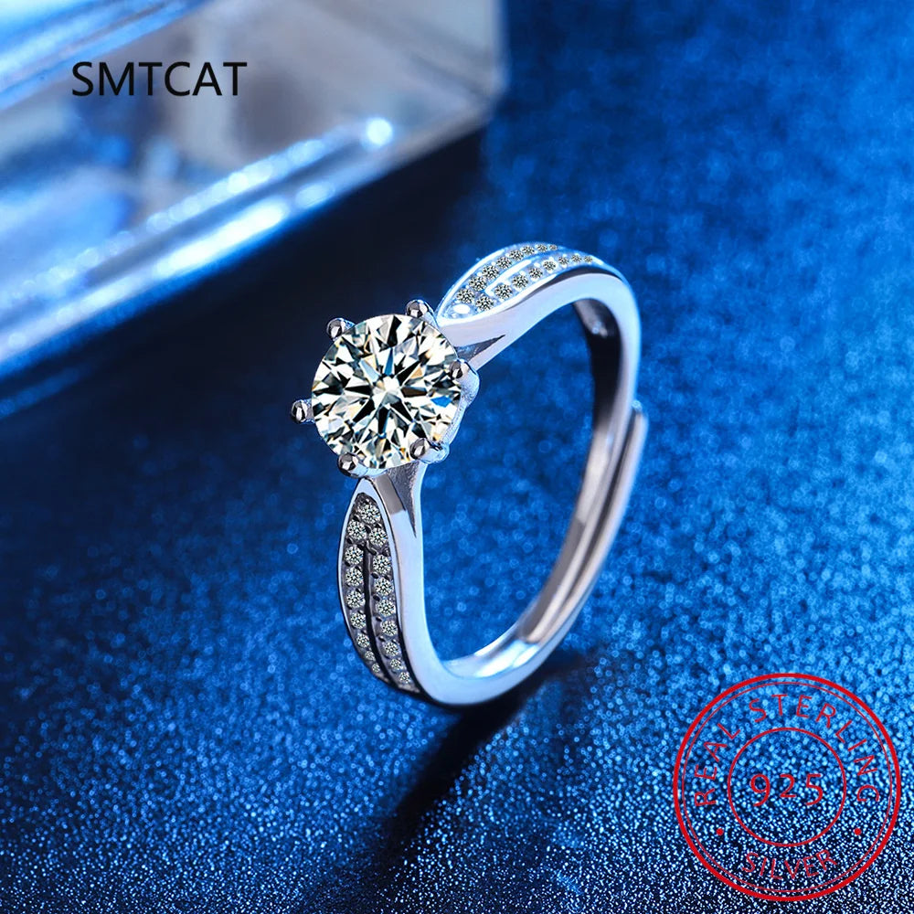 Real 3 Carat Moissanite Engagement Ring Luxury Bridal Set Solitaire Wedding Promise Ring Lab Diamond Sterling Silver Band