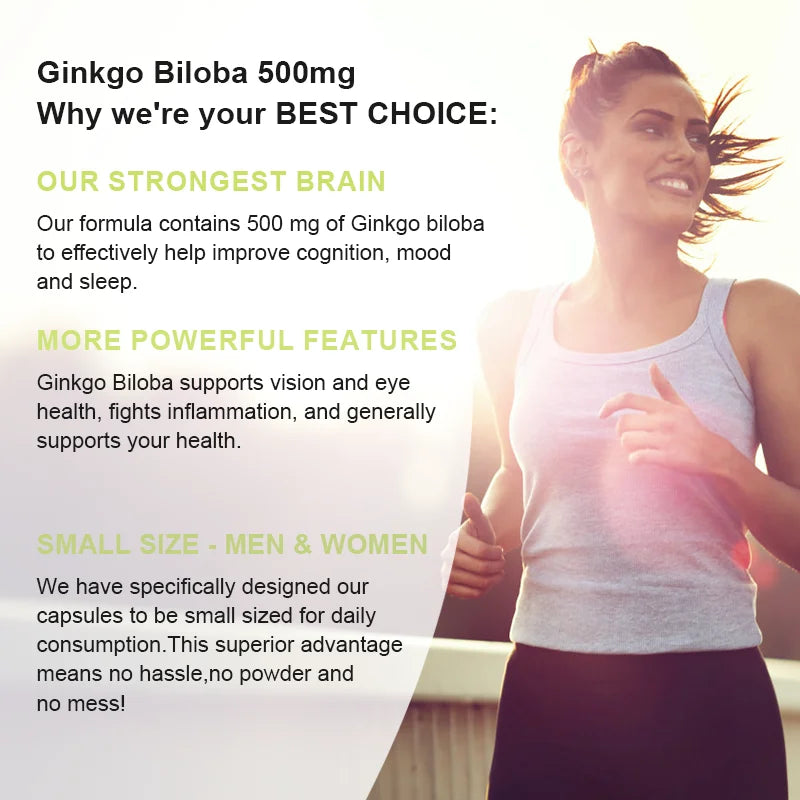 Ginkgo Biloba for Brain & Memory Support - Cognitive Function & Focus Enhancer, Mental Clarity Supplement
