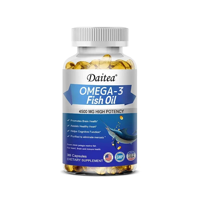 Omega 3 Fish Oil-Supports Brain,Cardiovascular and Skin Health,Benefits The Nervous System,Antioxidant Effects-Easy To Swallow