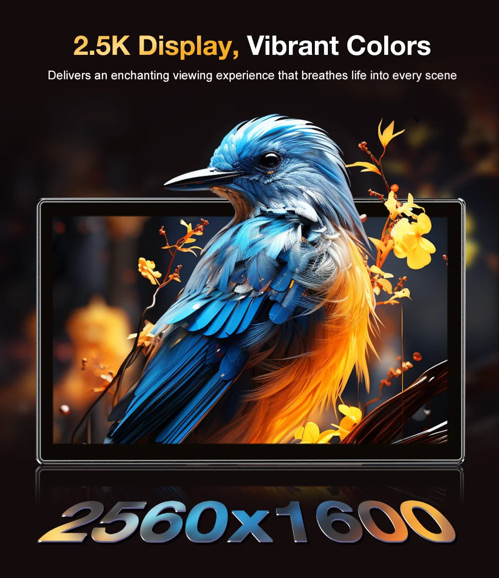 Unew 11 inch Portable Touch Monitor | 2.5K IPS, WQXGA, 350cd 92% NTSC USB-C/HDMI, VESA 75x75mm & Stand, For Mobile Phones Laptop