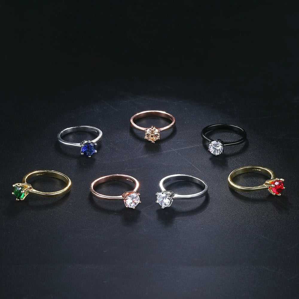 Wedding Rings For Women Classic 1 Carat AAA+ Zircon Light Gold Color Engagement Anniversary Ring Jewelry Wholesale R174