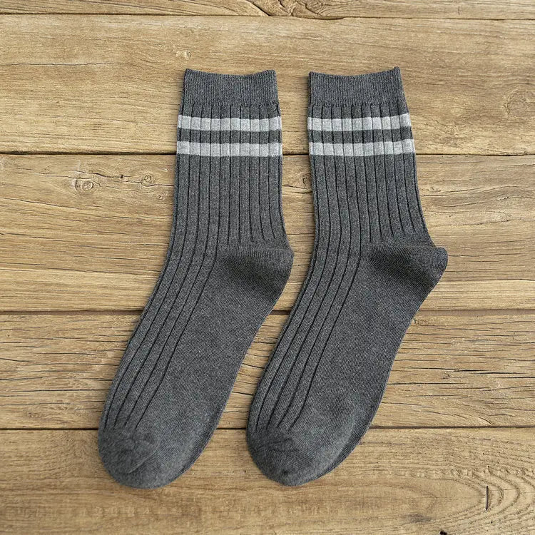 5/7 Pairs Men's New Striped Casual Breathable Socks High Quality Harajuku Retro Socks Men's Socks Autumn Winter One Size 38-44