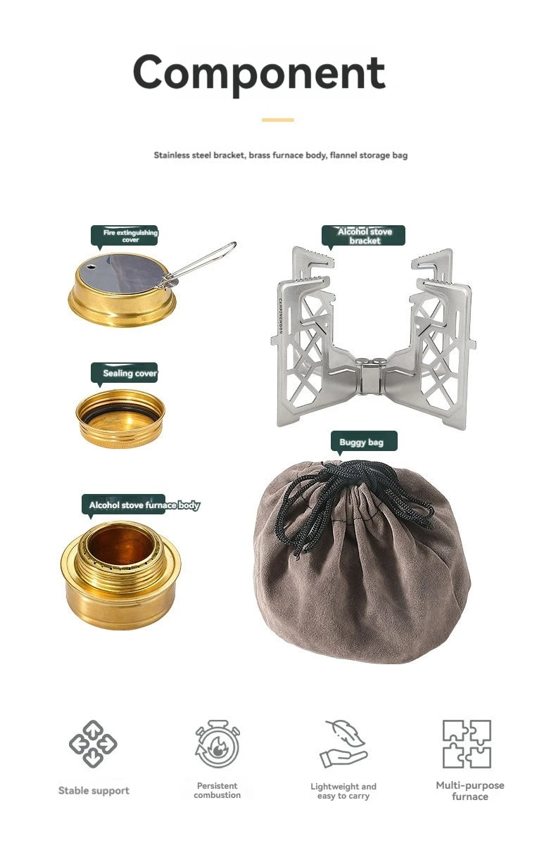 CAMPINGMOON AS-1-ST Alcohol Stove Rack Outdoor Small Picnic Equipment Brass Stove liquid Alcohol Stove Head Rack