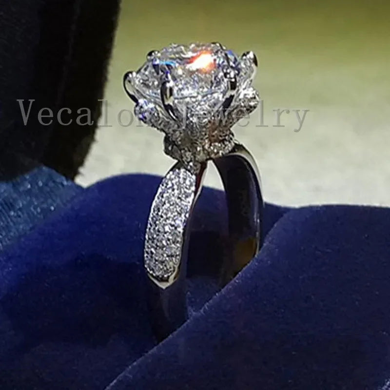 Engagement Wedding Band Rings for Women 3ct Lab Diamond Ring 925 Sterling Silver Female Finger Ring