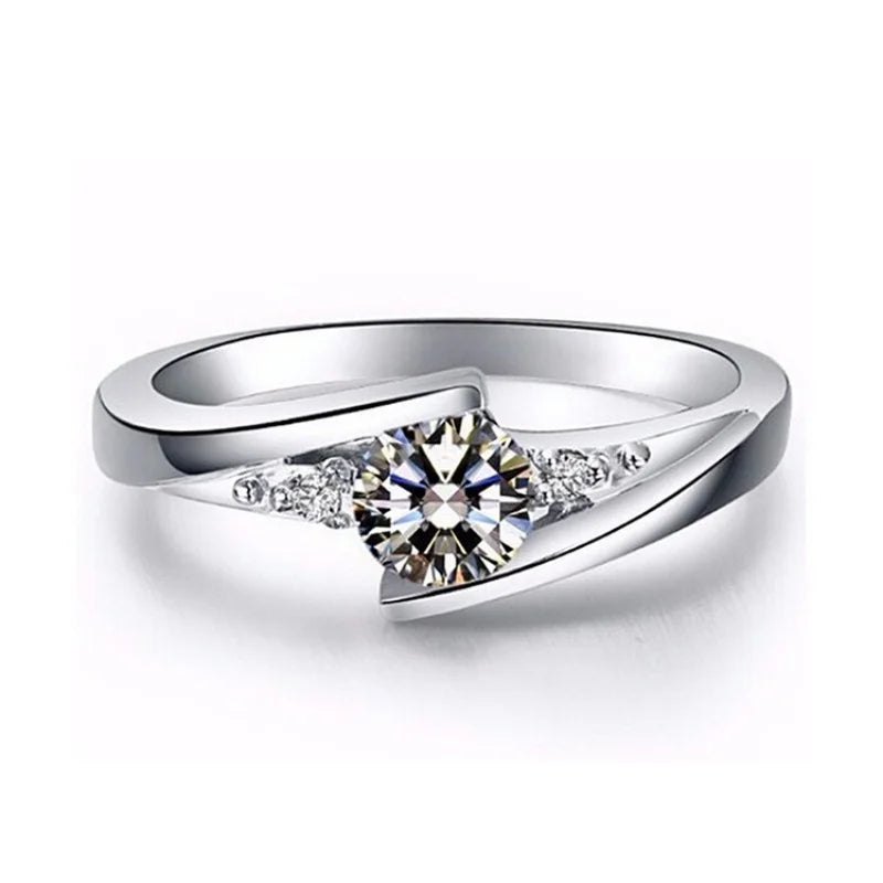 Classic Female Round Zircon Ring Vintage Wedding Jewelry Promise Romantic Engagement Rings For Women Gift