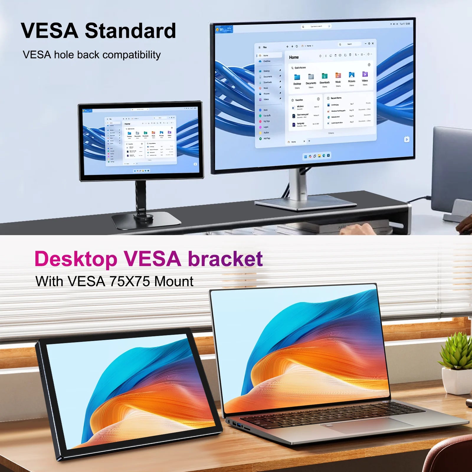 Unew 11 inch Portable Touch Monitor | 2.5K IPS, WQXGA, 350cd 92% NTSC USB-C/HDMI, VESA 75x75mm & Stand, For Mobile Phones Laptop
