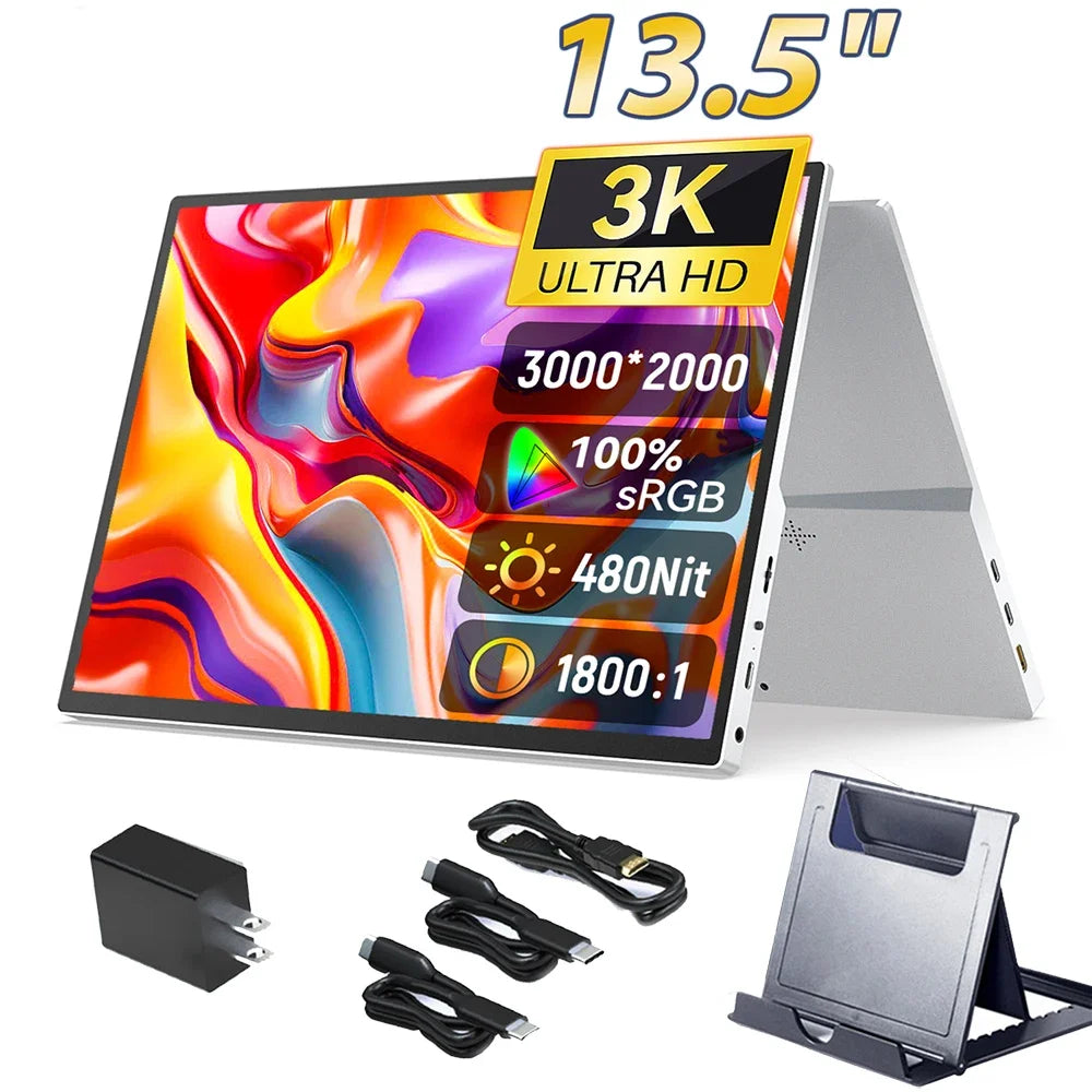 13.5 Inch 3K IPS A Screen 480cd/m Portable Gaming Monitor Display HDMI Type C USB For Phone PC Switch PS5 Xbox Macbook Laptop