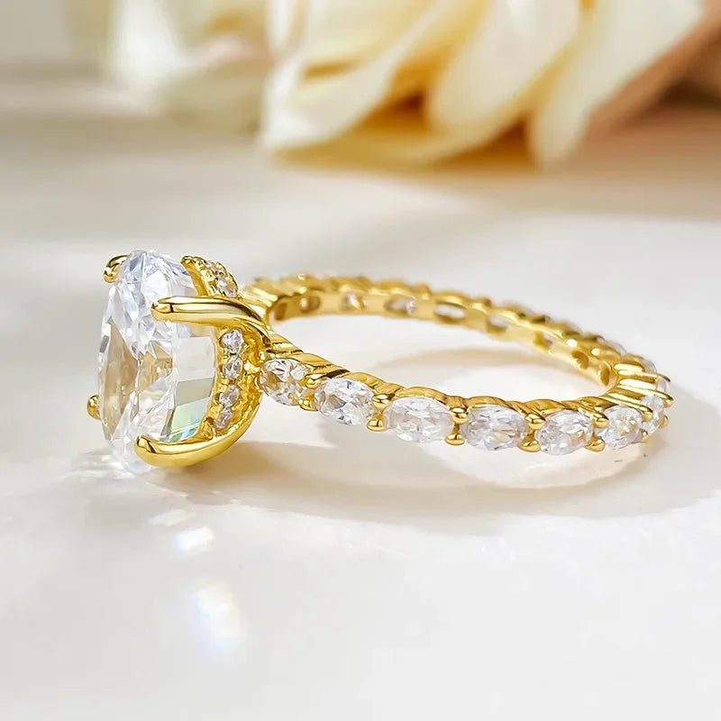 14K Gold Lab Diamond Ring 100% Real 925 Sterling Silver Engagement Wedding Band Rings for Women Bridal Promise Jewelry Gift