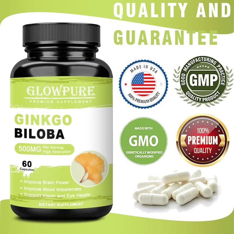 Ginkgo Biloba for Brain & Memory Support - Cognitive Function & Focus Enhancer, Mental Clarity Supplement