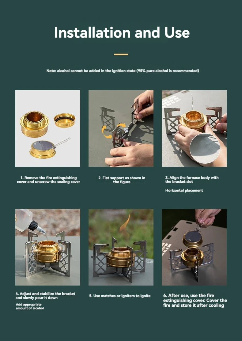 CAMPINGMOON AS-1-ST Alcohol Stove Rack Outdoor Small Picnic Equipment Brass Stove liquid Alcohol Stove Head Rack