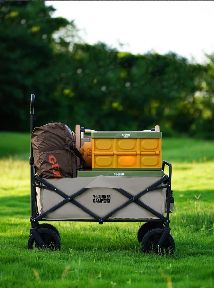 Large Capacity Collapsible Folding Utility Beach Wagon Cart Heavy Duty Fold Wagon Outdoor Trolley Portable Camping Cart