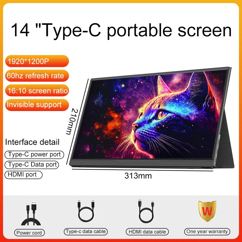 LANLIPU 14/15.6/16inch Portable Monitor IPS For Laptop XBox PS4 / 5 Switch Cell Phone Computer Extension Gaming  Travel Screen
