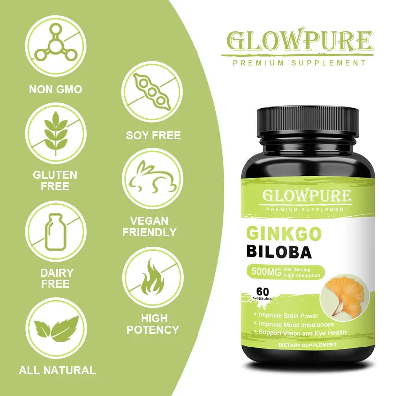 Ginkgo Biloba for Brain & Memory Support - Cognitive Function & Focus Enhancer, Mental Clarity Supplement
