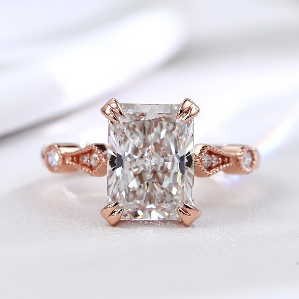 Provence 10K 14K rose gold wedding ring stackable 3CT radiant cut lab diamond engagement rings for women romantic promiss gifts