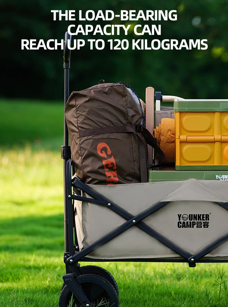 Large Capacity Collapsible Folding Utility Beach Wagon Cart Heavy Duty Fold Wagon Outdoor Trolley Portable Camping Cart
