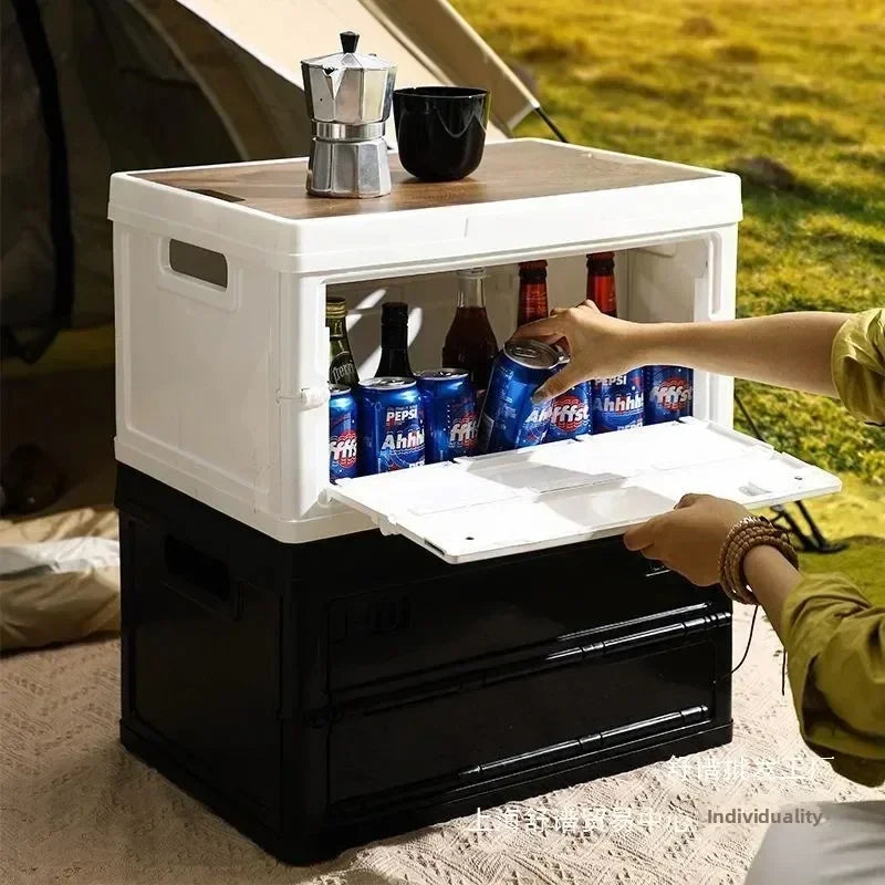Camping Storage Box, Trunk Organizer, Camping Picnic Camping Box, Car Folding Outdoor Bench and Chopping Board