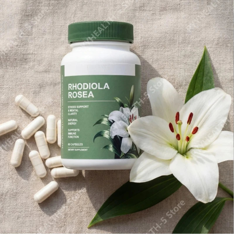 Rhodiola Rosea Supplement Golden Root Adaptogen Capsules Hodiola Rosea Extract Powder Alternative with Salidroside 60 Capsules