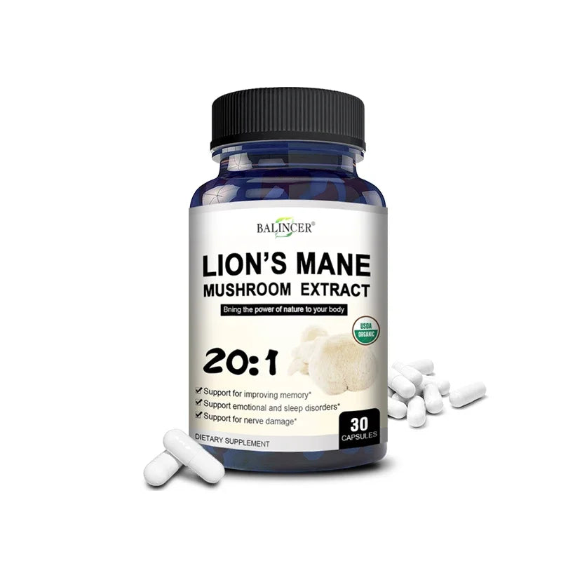 Lion's Mane - Nootropic Brain Memory & Boosts Immune System & Stress Relief, Mood and Sleep Health, Fights Stress, Non-GMO