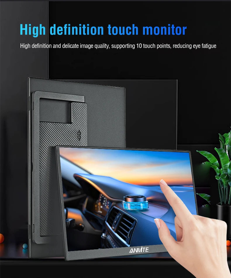 Anmite 15.6-Inch Portable Touch Monitor Non-touch optional 1080P HDR 16:9  For XBox PS4 / 5 Switch Cell Phone PC Loptop Extensio