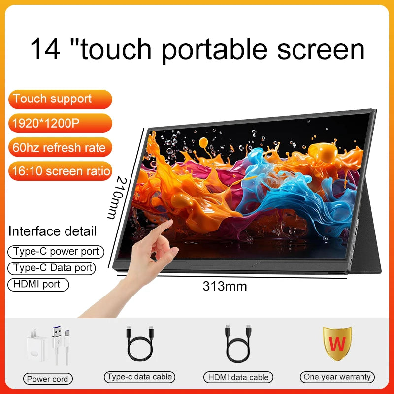 LANLIPU 14inch Portable IPS Touch Panel Secondary Display Computer Monitor FHD 1200P  For Cell phone Xbox Switch PS4/ps5 Laptop