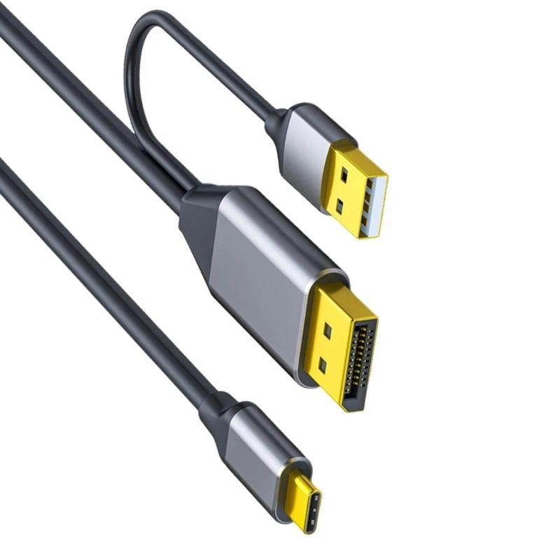DisplayPort to USB C Cable 4K@60Hz With USB Cable Adapter DisplayPort Male to Type C Male Converters Support Touch